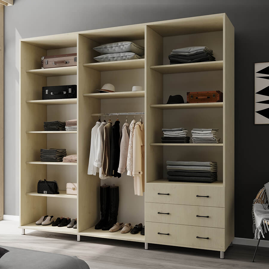 ארון בגדים 6 דלתות 3 מגירות דגם נופר 240X240