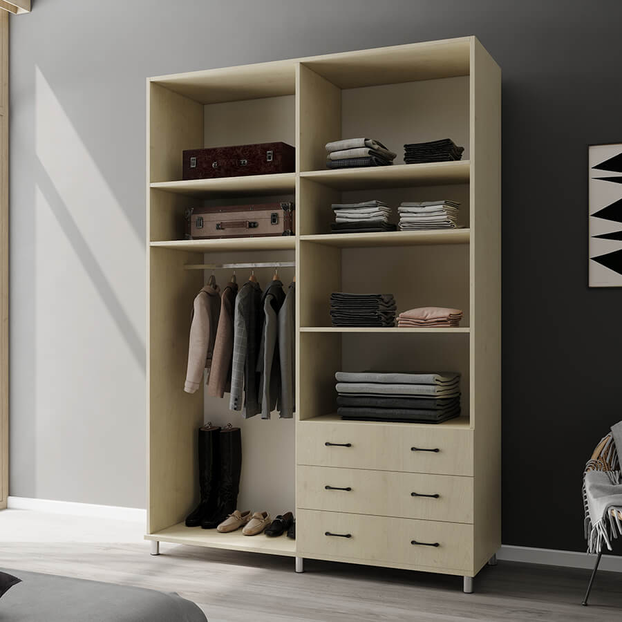 ארון בגדים 4 דלתות 3 מגירות דגם נופר 160X240