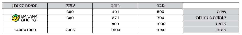 חדר שינה קומפלט דגם תמר