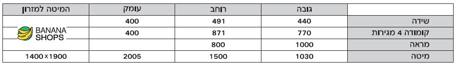 חדר שינה קומפלט דגם אור