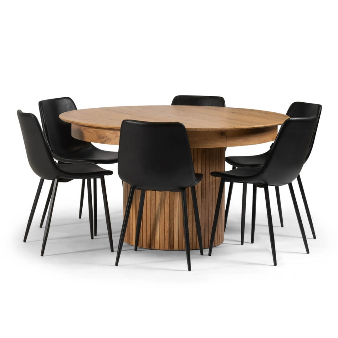 HERMON SET | סט פינת אוכל עגולה נפתחת עד 340 ס״מ דגם חרמון כולל 4 כיסאות מרופדים