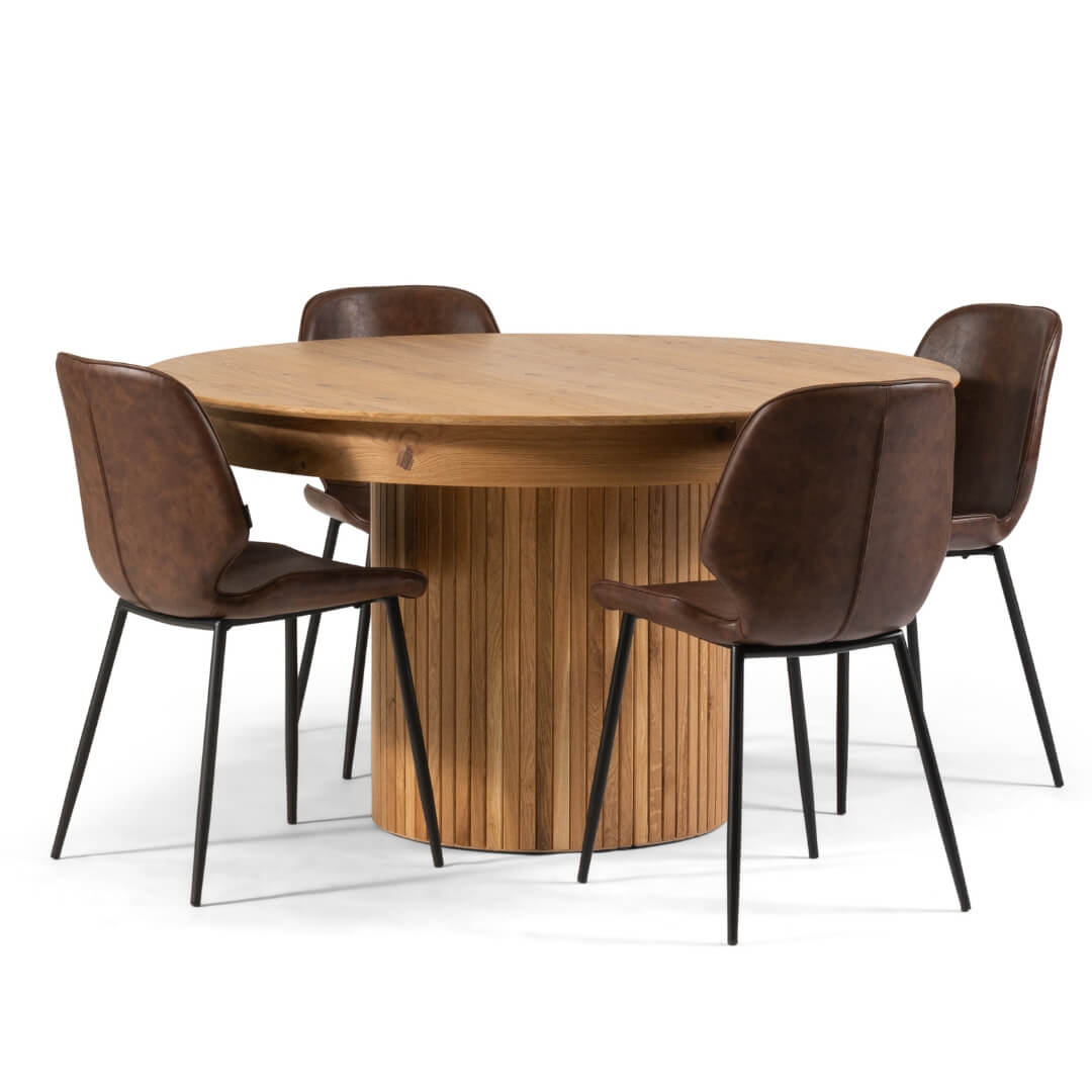 MINI HERMON SET | סט פינת אוכל עגולה נפתחת עד 240 ס״מ דגם מיני חרמון כולל 4 כיסאות מרופדים